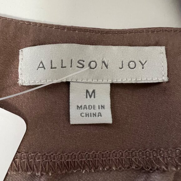 Evereve Allison Joy Womens Piper One Shoulder Blouse Mocha Brown Satin size M - Picture 10 of 14